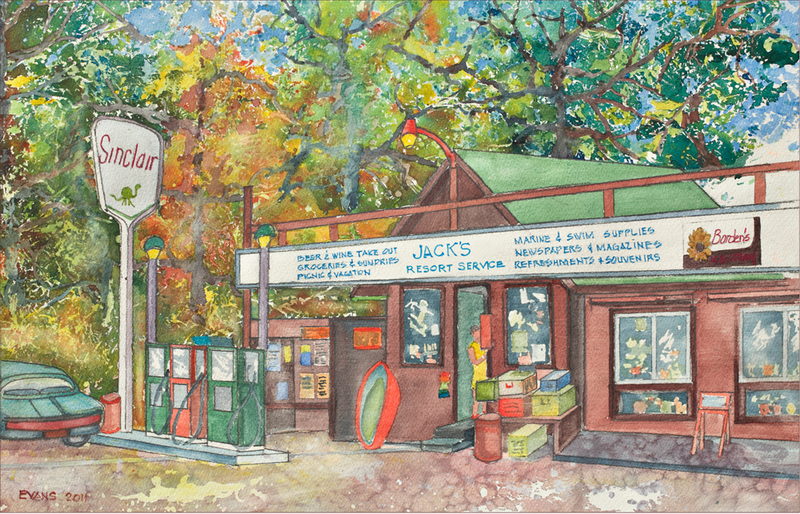 Jacks Resort Store - Water Color Painting By Bruce Evans